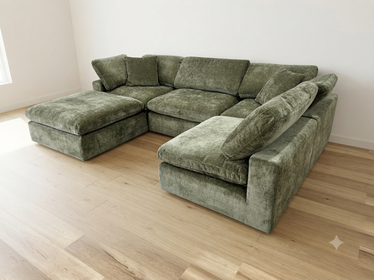 Snug Modular Sofa - Olive Green - 4pc + Ottoman