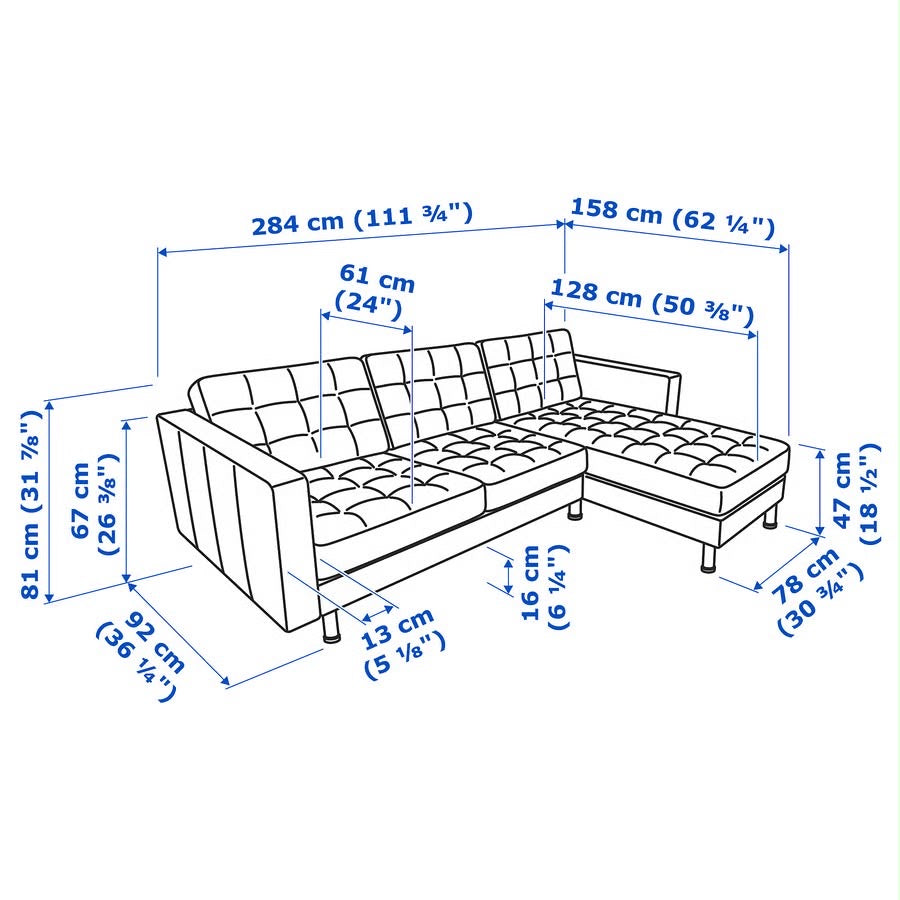 Ikea Morabo Reversible Sectional Sofa 111”