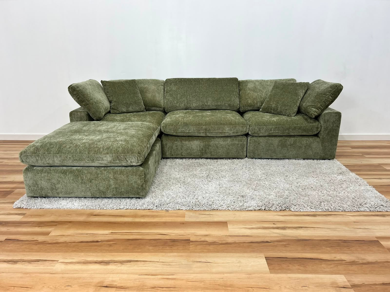 Snug Modular Sofa 3pc + Ottoman - Olive Green
