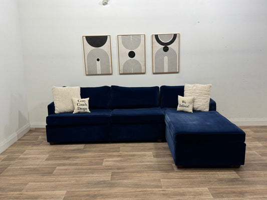Blue Velvet Sectional Sofa
