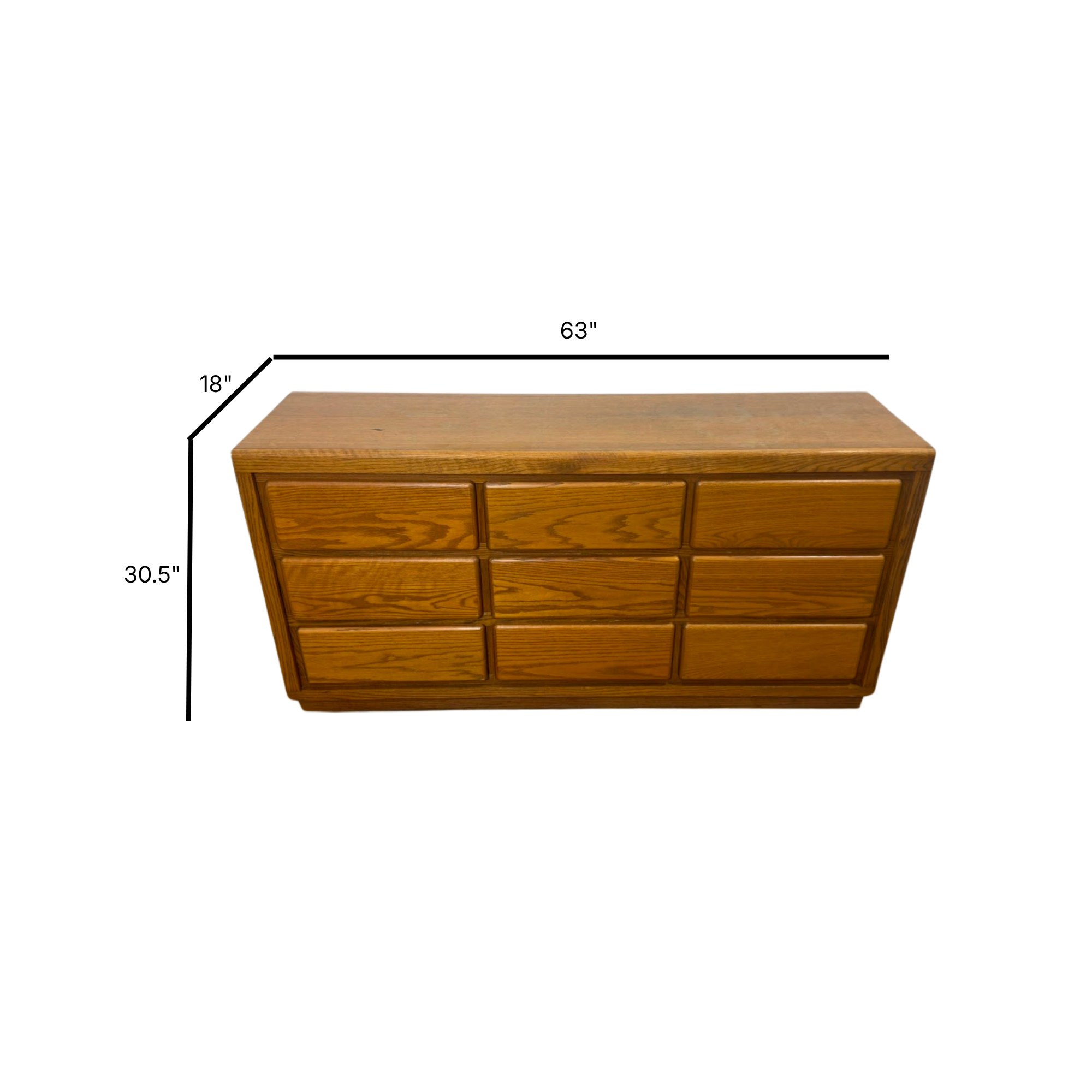 Westmark Furniture 9 Drawer Dresser- Oak