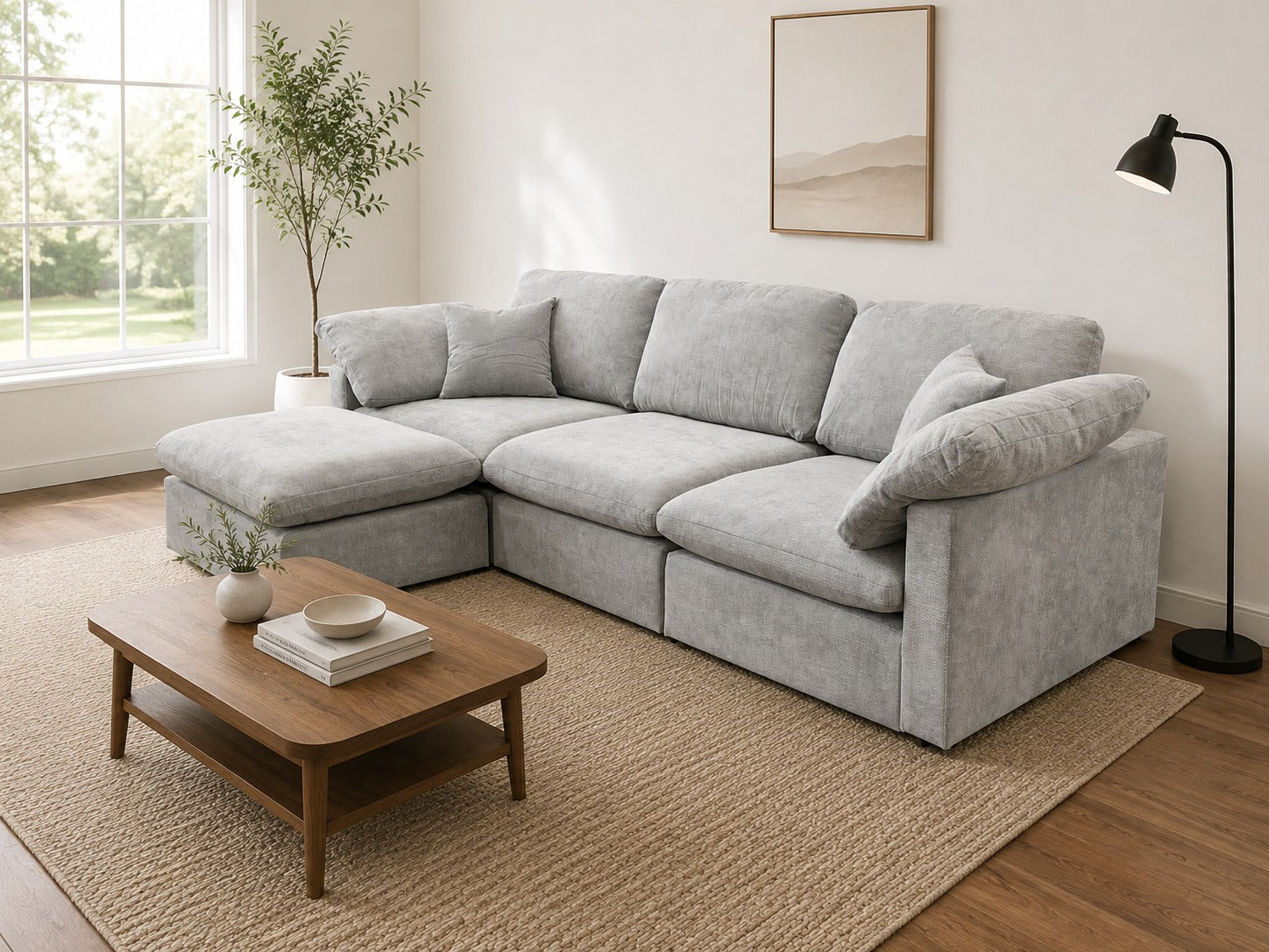 The Nest Modular 4pc Sofa Light Grey