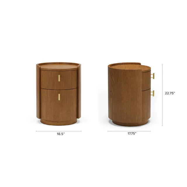 Article - Miila 2-Drawer Nightstand - Smoked Oak
