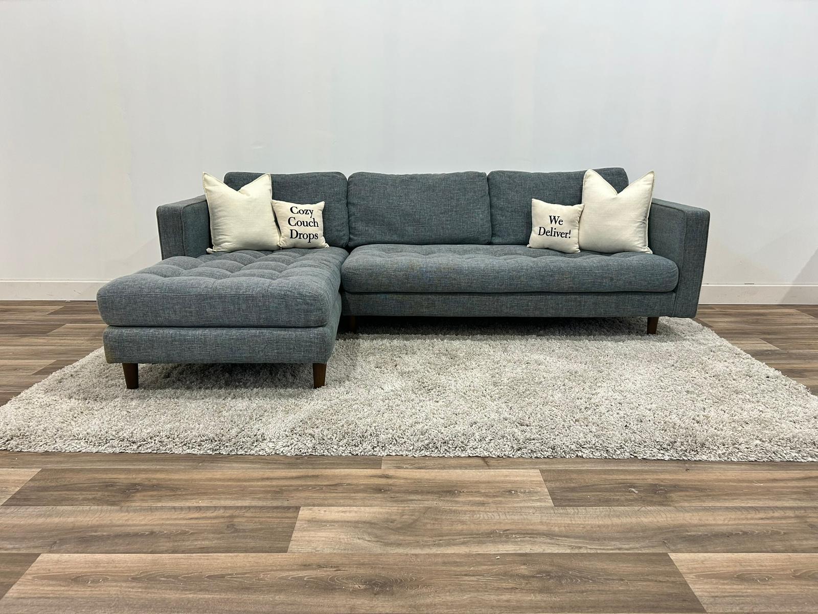 Blue Tufted Sectional Sofa