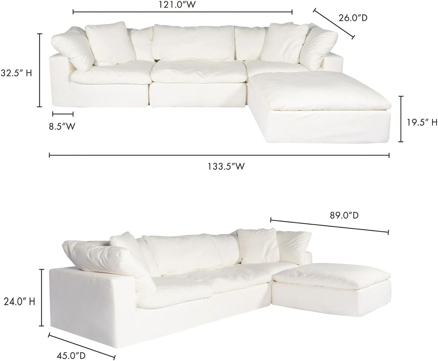 BNIB Moe’s Clay Modular Sofa - White