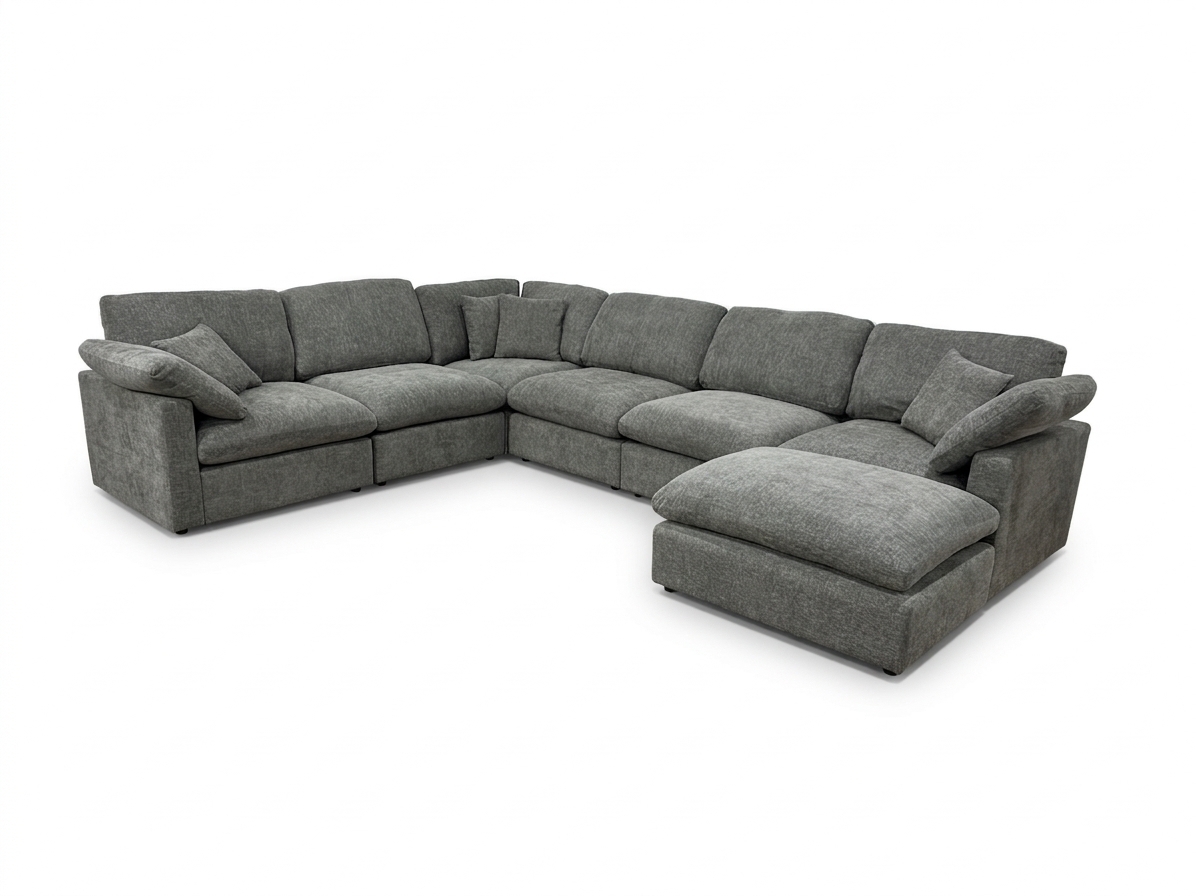 The Nest Modular Sofa 7pc Grey (Reversible)