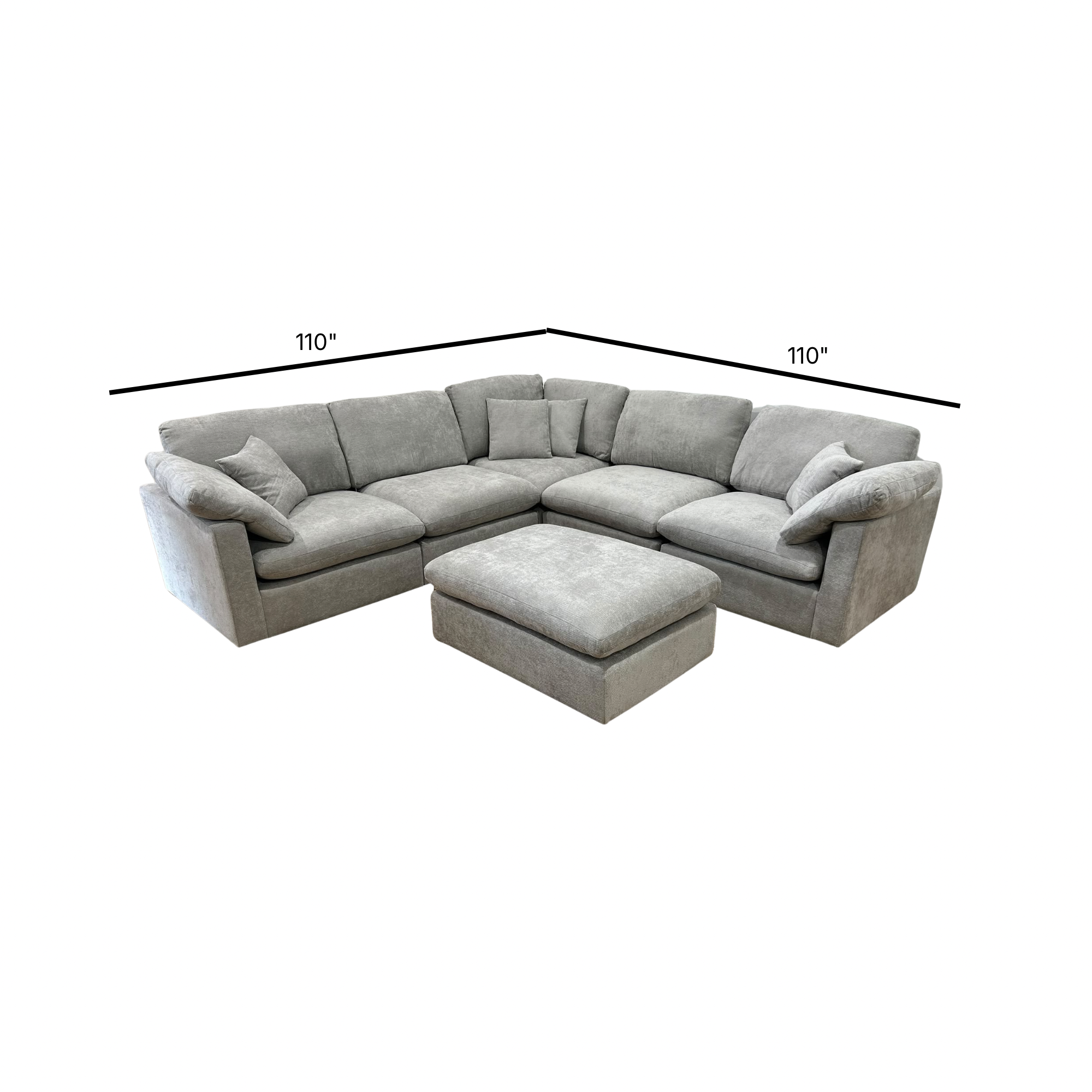 The Nest Modular Sofa 5pc + Ottoman Light Grey