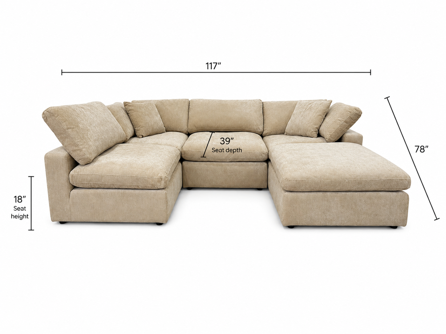Snug Modular Sofa 4pc + Ottoman - Sand