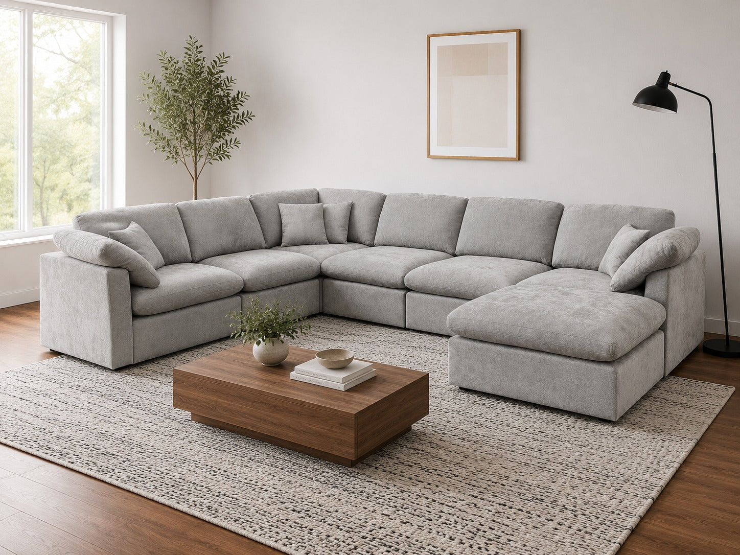 The Nest Modular Sofa 7pc Light Grey