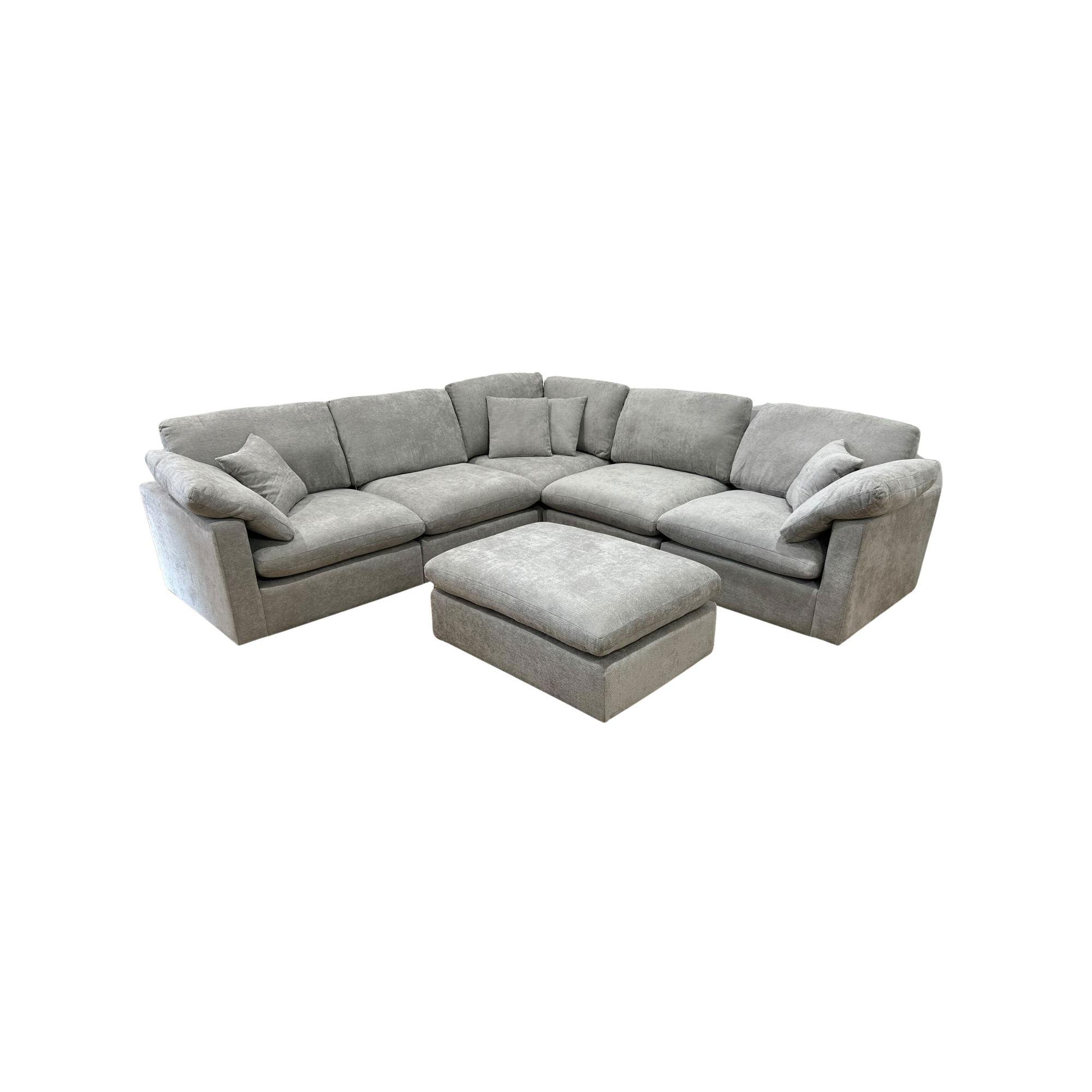 The Nest Modular Sofa 5pc + Ottoman Light Grey