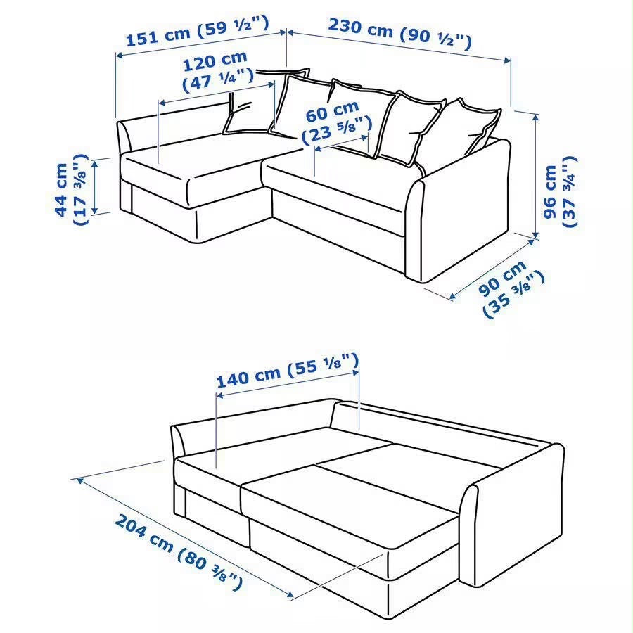 Ikea Holmsund Reversible Sofa Bed 90”
