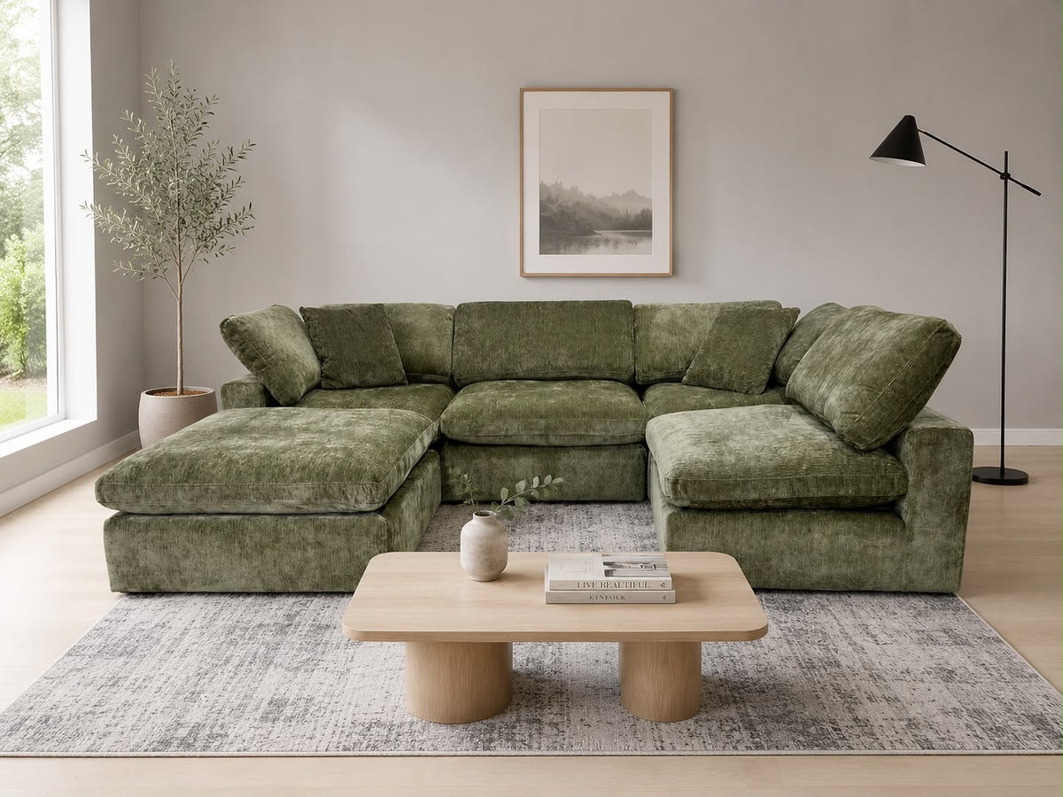 Snug Modular Sofa - Olive Green - 4pc + Ottoman