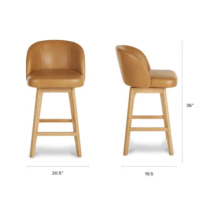 Article Alta Leather Swivel Counter Stool - Light Oak And Taos Tan