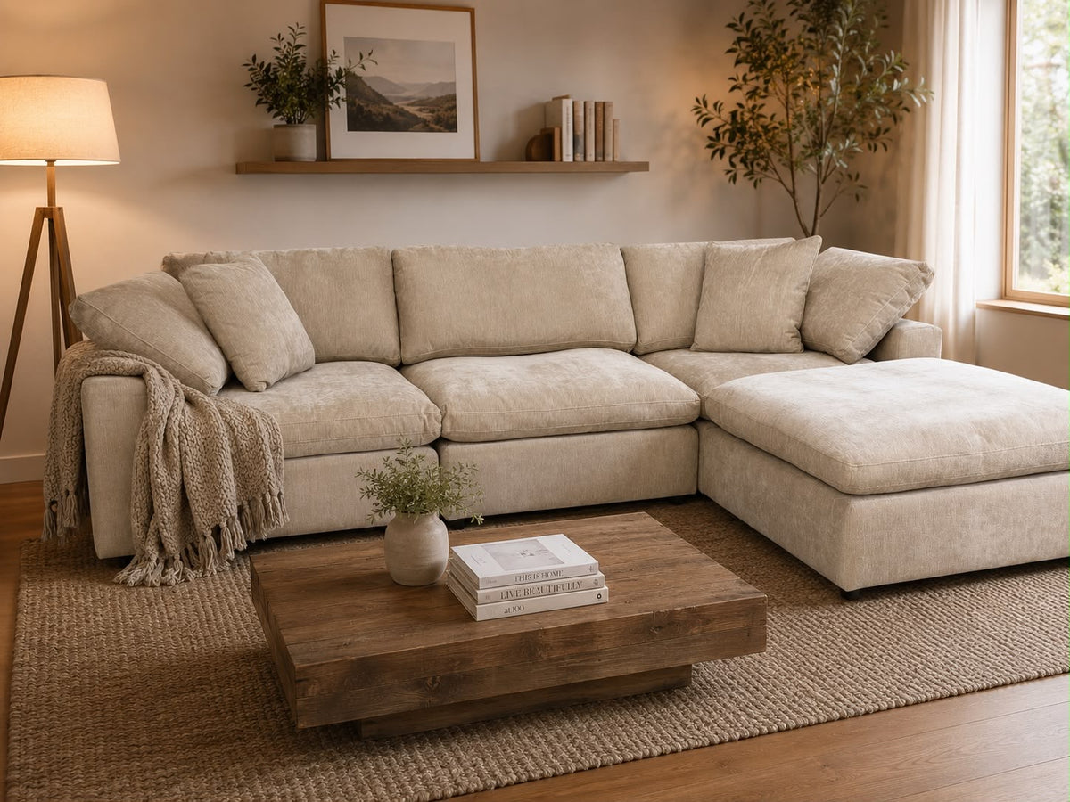 Snug Modular Sofa - Sand - 3pc + Ottoman
