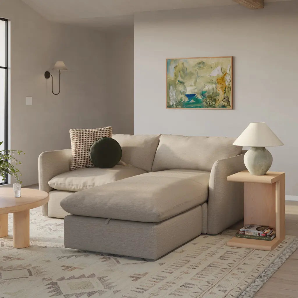 Leigh 86" Reversible Storage Sleeper Sectional - Silver Taupe