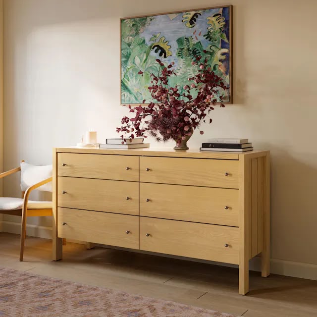 Article Cassie 6-Drawer Double Dresser - Natural Oak