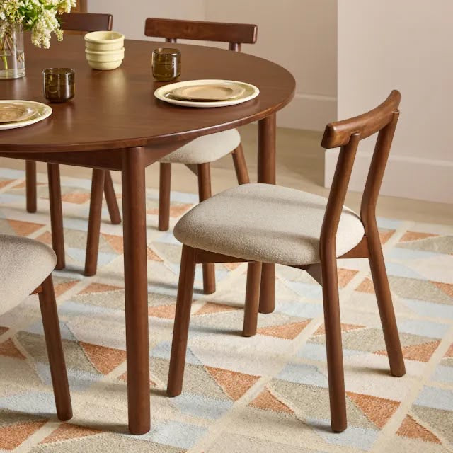 Ulka Dining Chair - Walnut And Ratine Buff