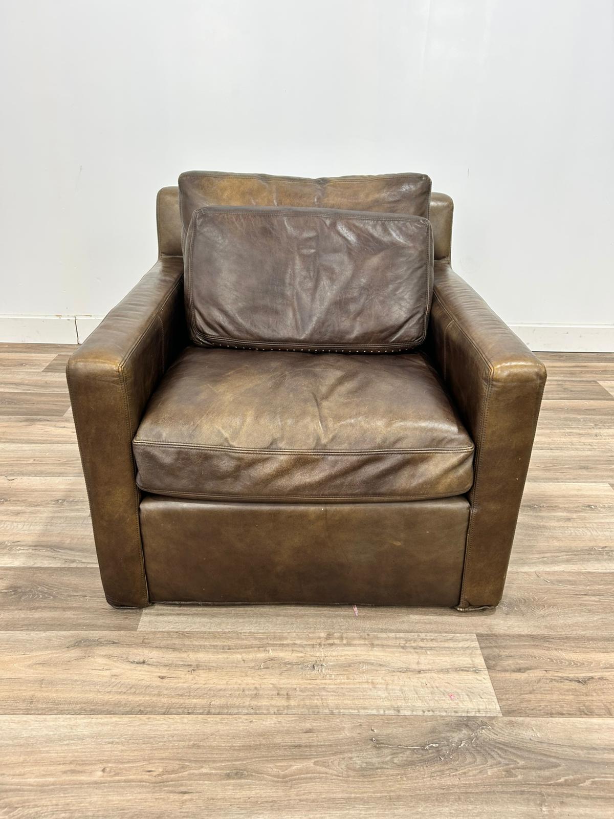 RH Maxwell Leather Swivel Chair