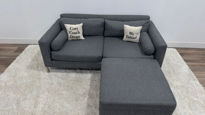 Grey 2 Seater Sofa + Ottoman