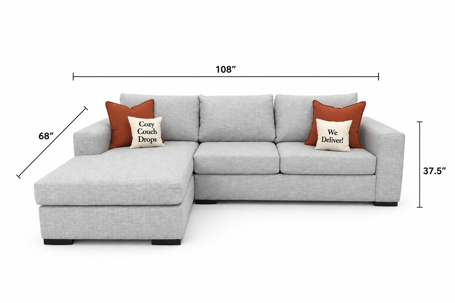 Q Living Reversible Sectional Sofa 108”