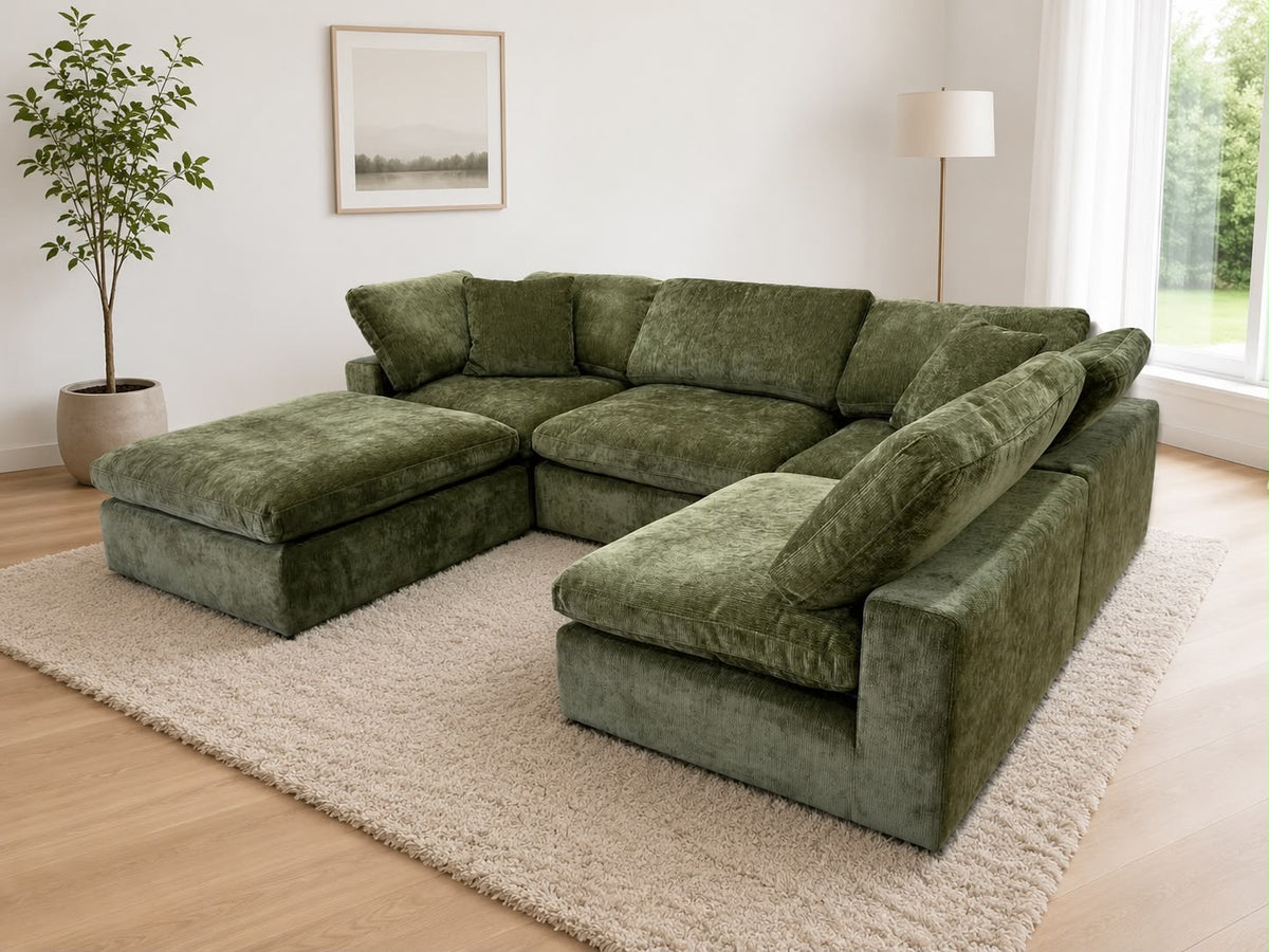 Snug Modular Sofa - Olive Green - 4pc + Ottoman