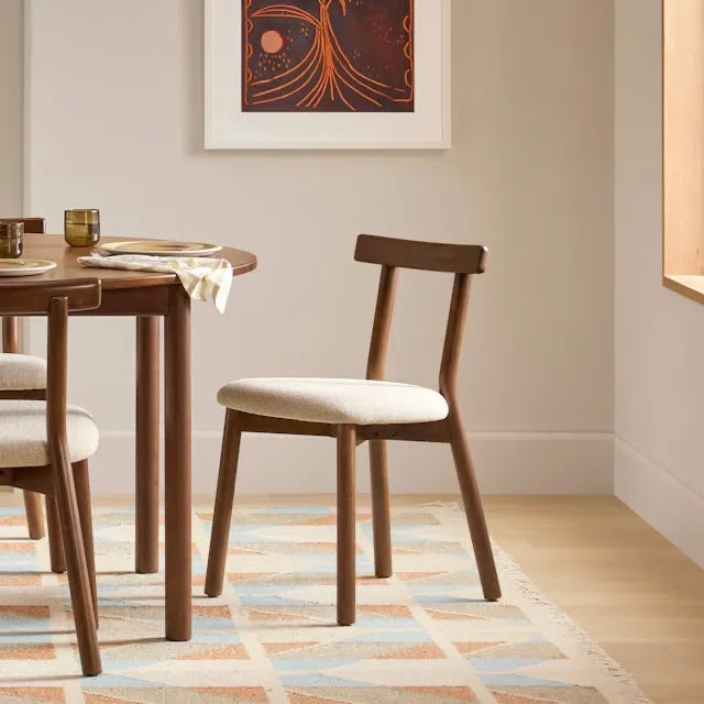 Ulka Dining Chair - Walnut And Ratine Buff