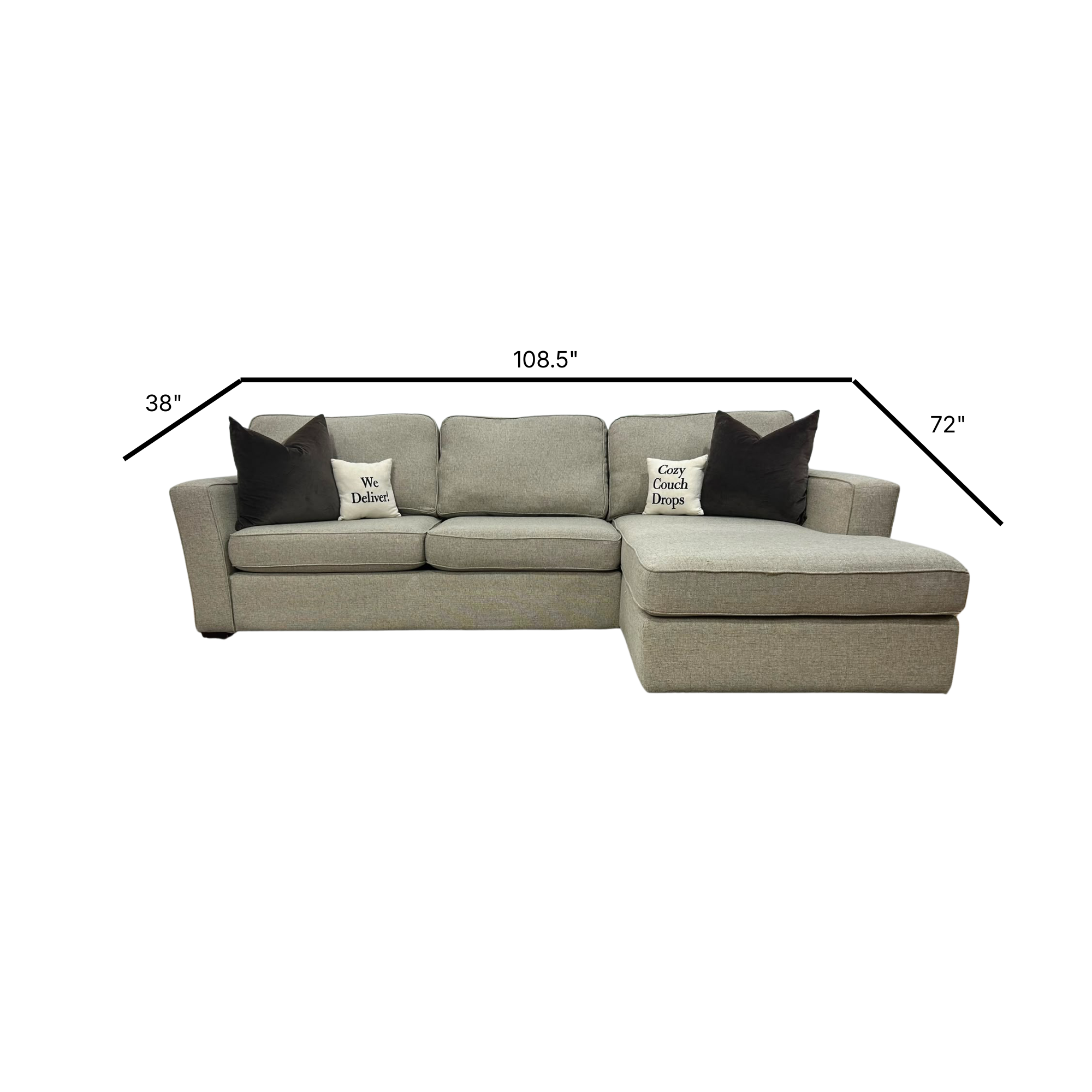 Beige Sleeper Sectional Sofa 108.5”