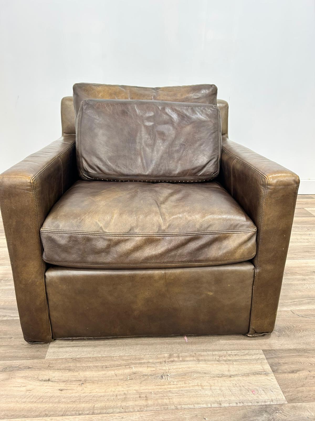 RH Maxwell Leather Swivel Chair
