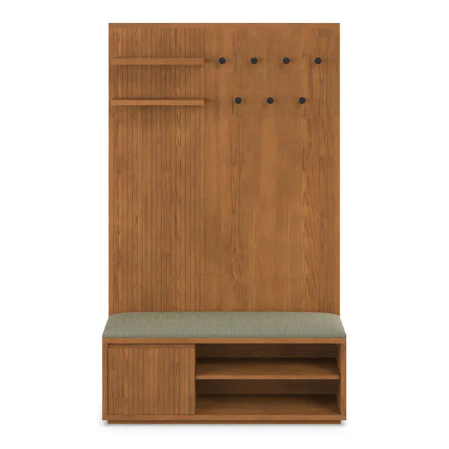 Article Kouva 47" Bench And Wall Panel Storage Set - Smoked Oak And Algonquin Green