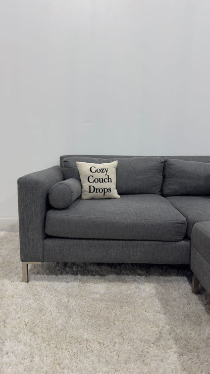 Grey 2 Seater Sofa + Ottoman