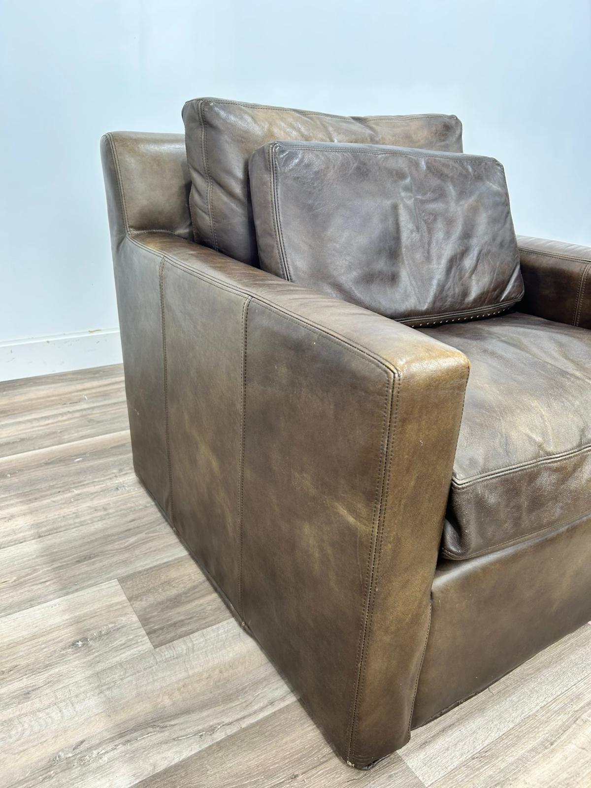 RH Maxwell Leather Swivel Chair