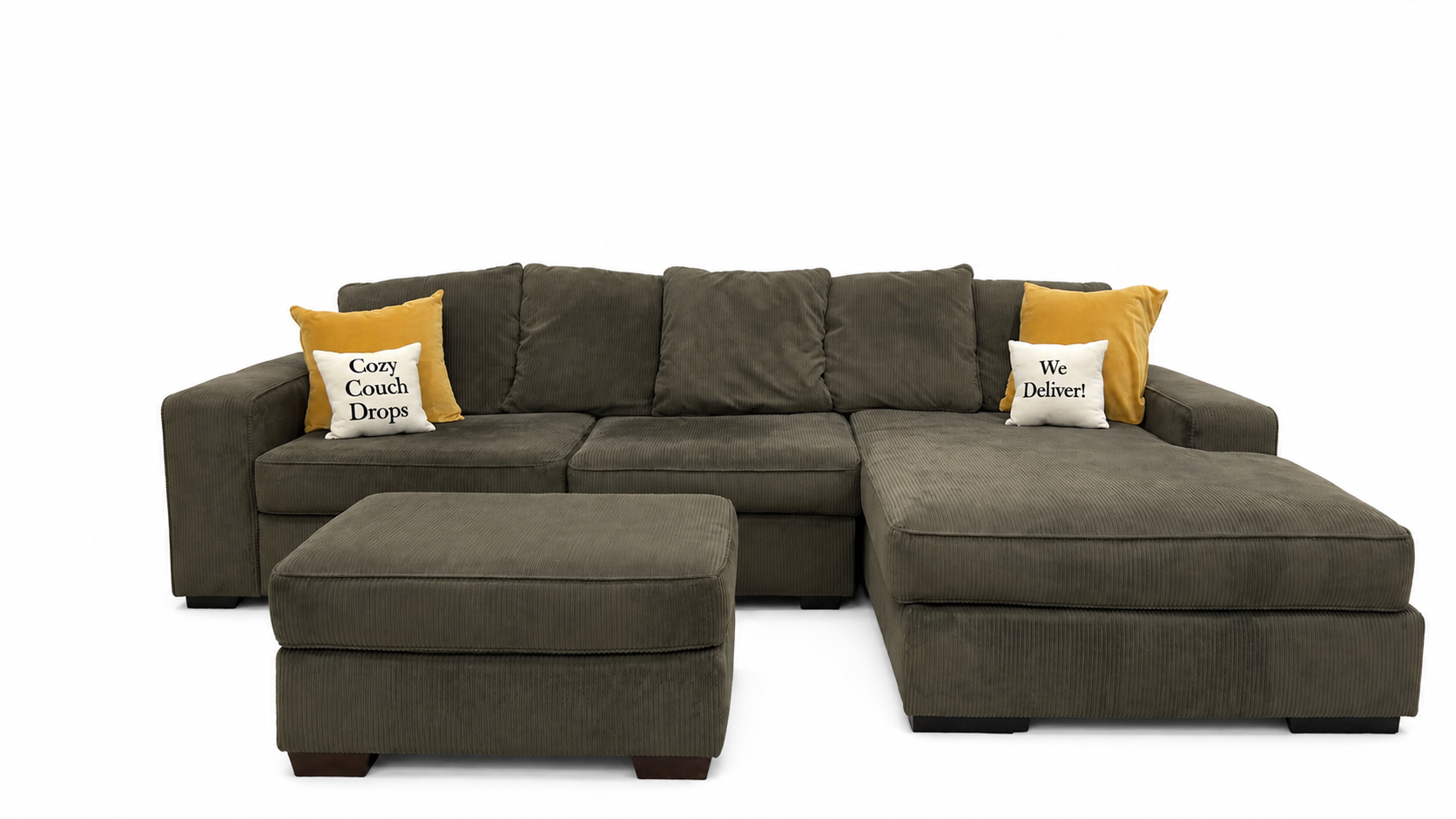 Ashley Pewter Green Corduroy Sectional Sofa