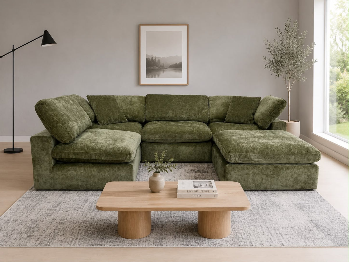 Snug Modular Sofa - Olive Green - 4pc + Ottoman