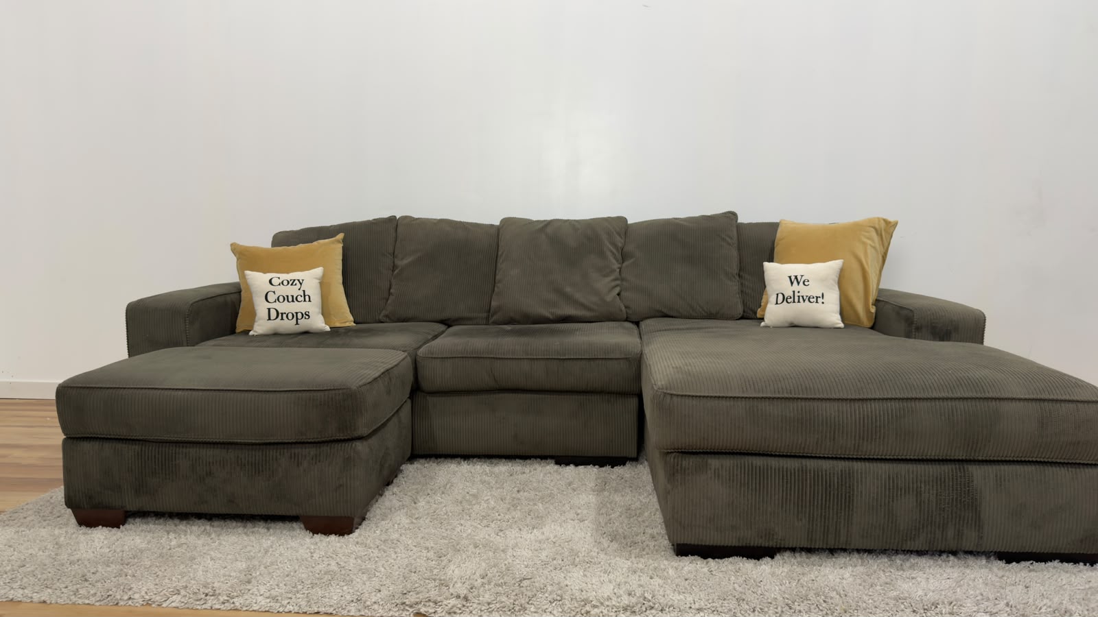 Ashley Pewter Green Corduroy Sectional Sofa