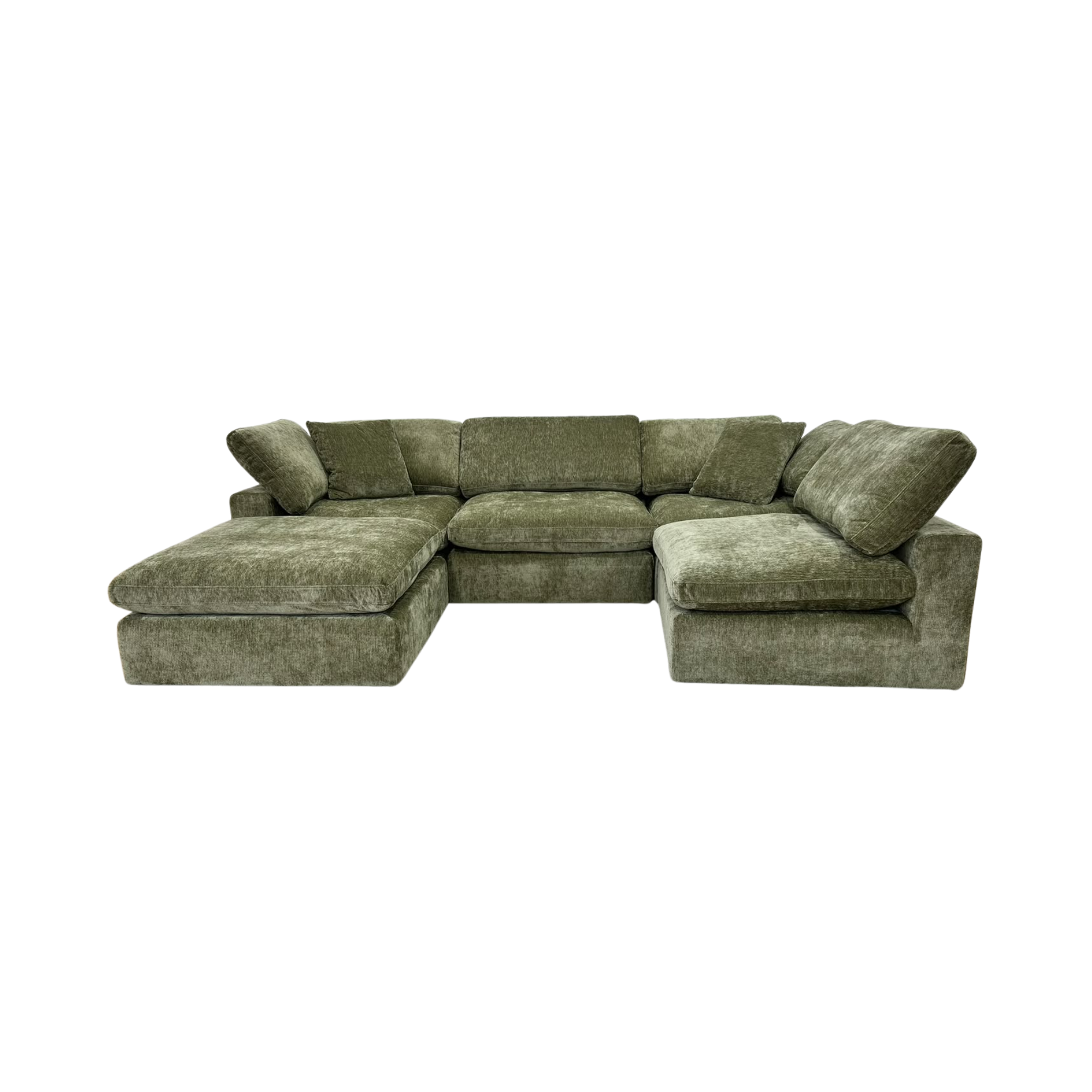 Snug Modular Sofa 4pc + Ottoman - Olive Green