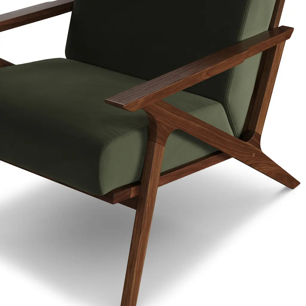 Otio 26" Velvet Lounge Chair Only - Walnut And Hale Fir Green