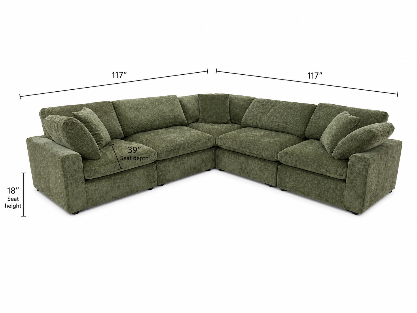 Snug Modular Sofa 5pc - Olive Green