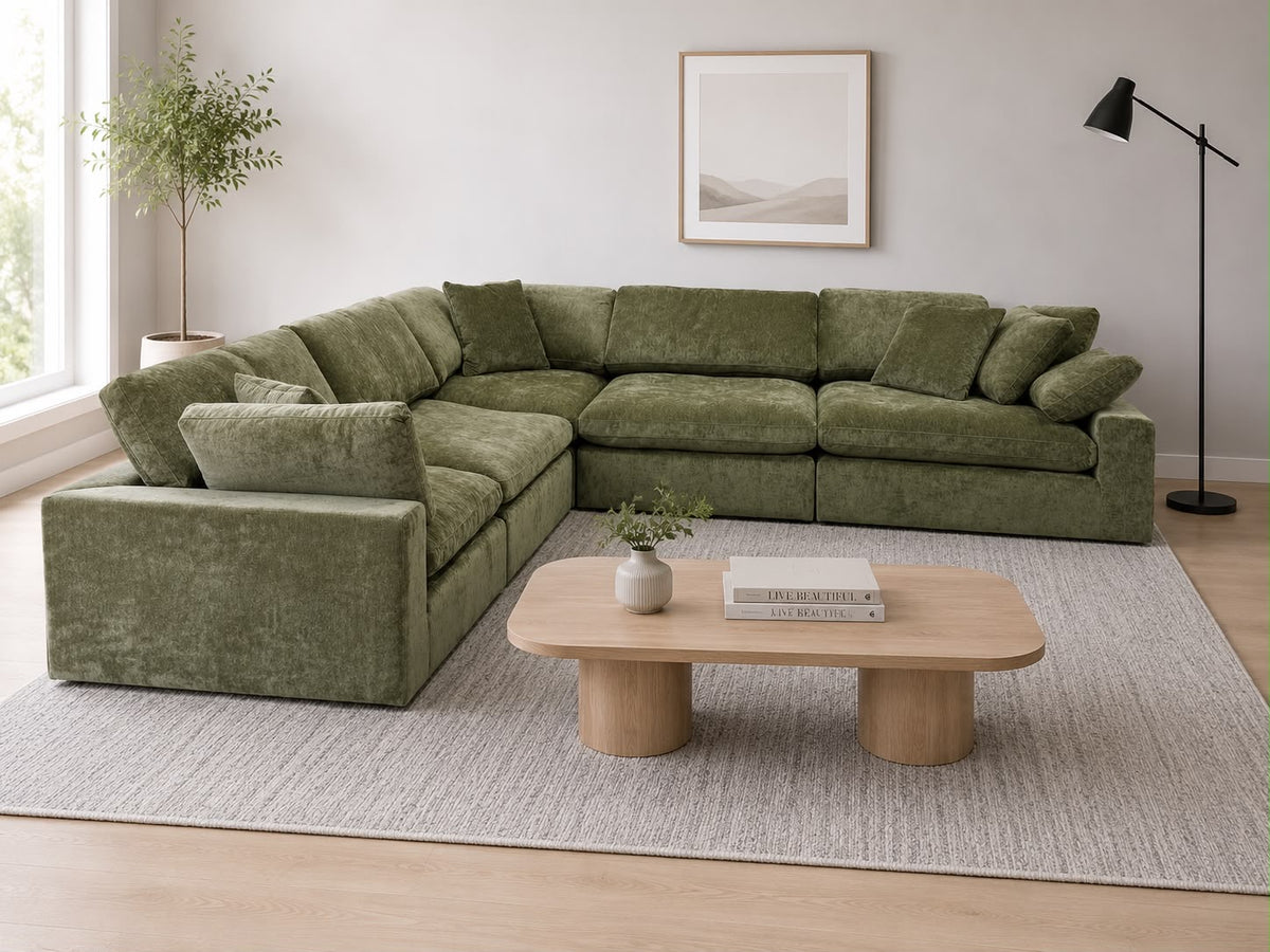 Snug Modular Sofa - Olive Green - 5pc