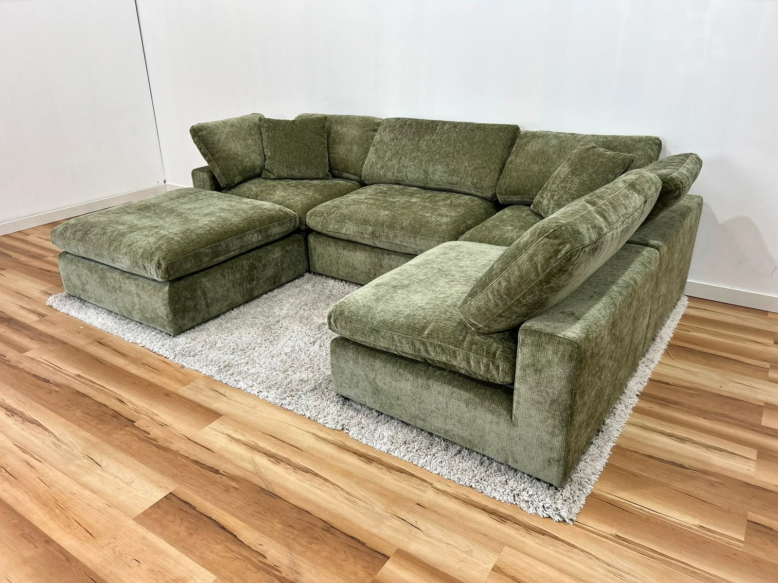 Snug Modular Sofa 4pc + Ottoman - Olive Green