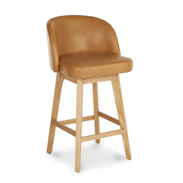 Article Alta Leather Swivel Counter Stool - Light Oak And Taos Tan
