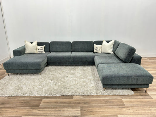 Green Corduroy U Sectional Sofa