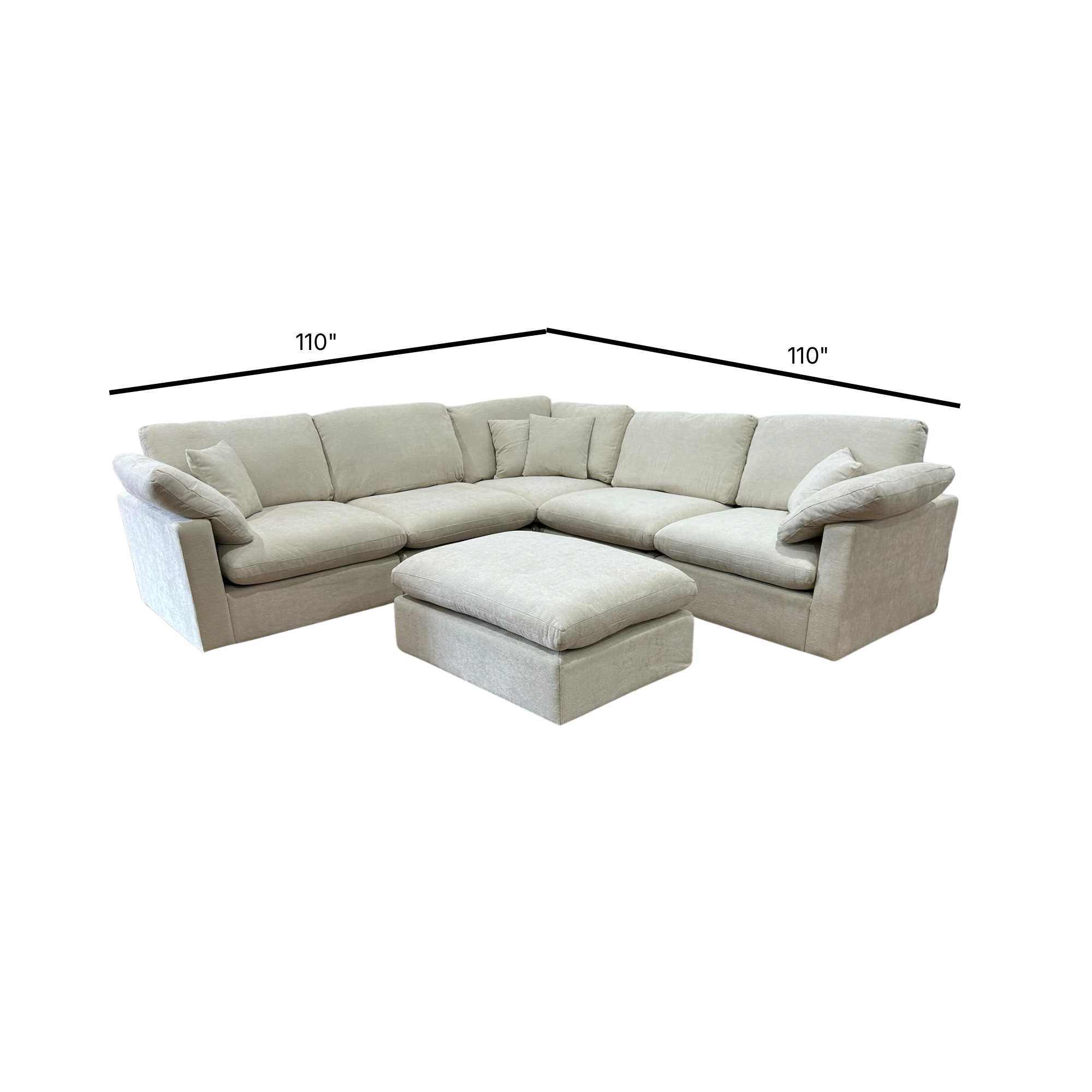 The Nest Modular Sofa 5pc + Ottoman Cream