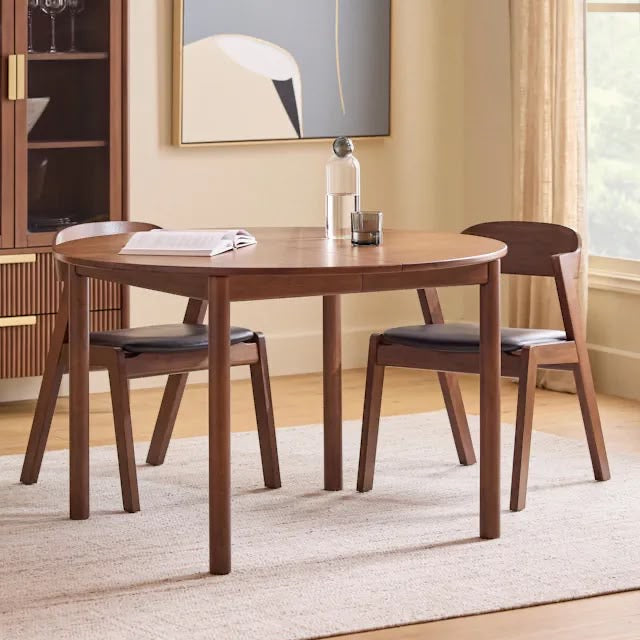 Article Heidi 48" - 67.75" Extendable Round Dining Table - Walnut