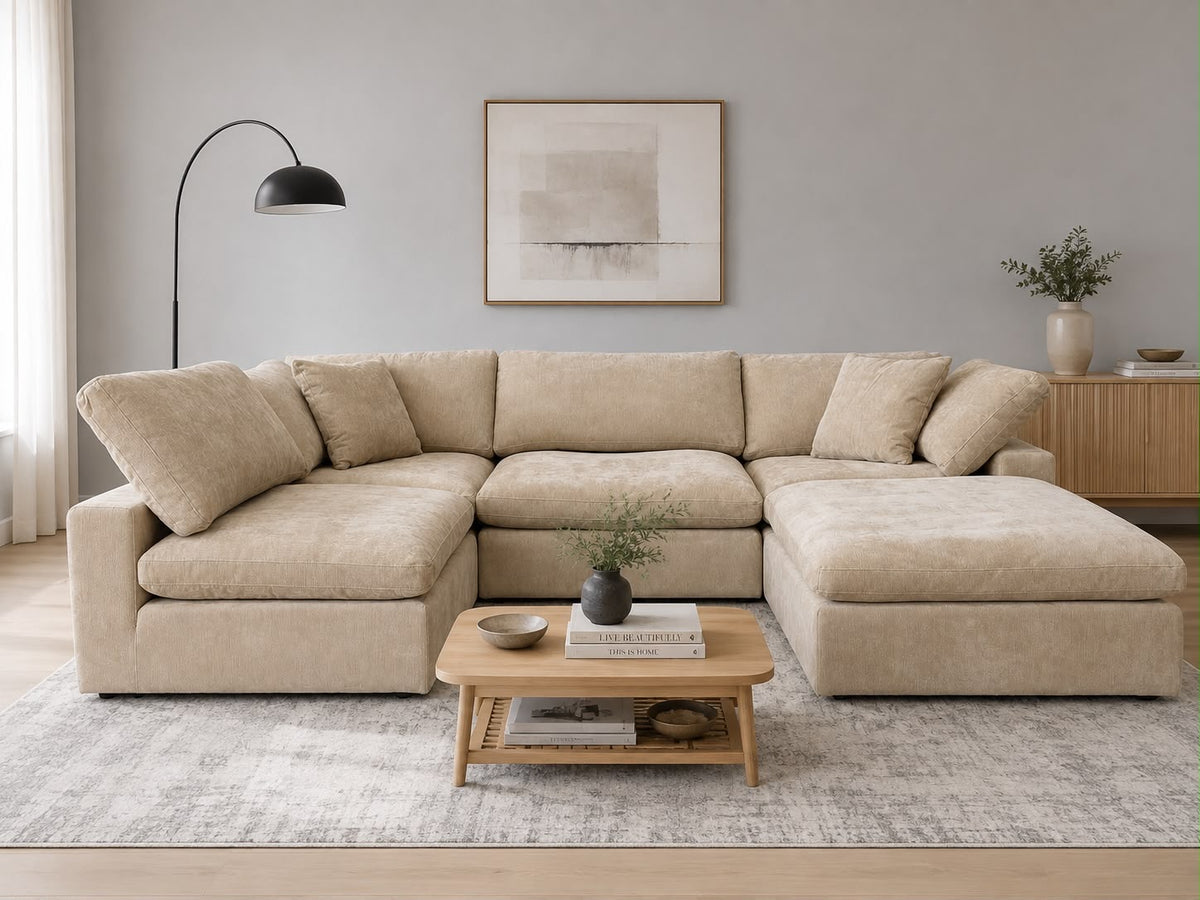 Snug Modular Sofa - Sand - 4pc + Ottoman