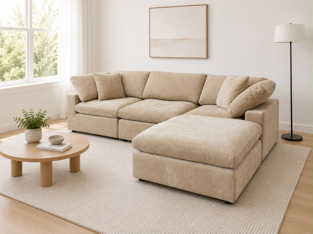 Snug Modular Sofa - Sand - 3pc + Ottoman