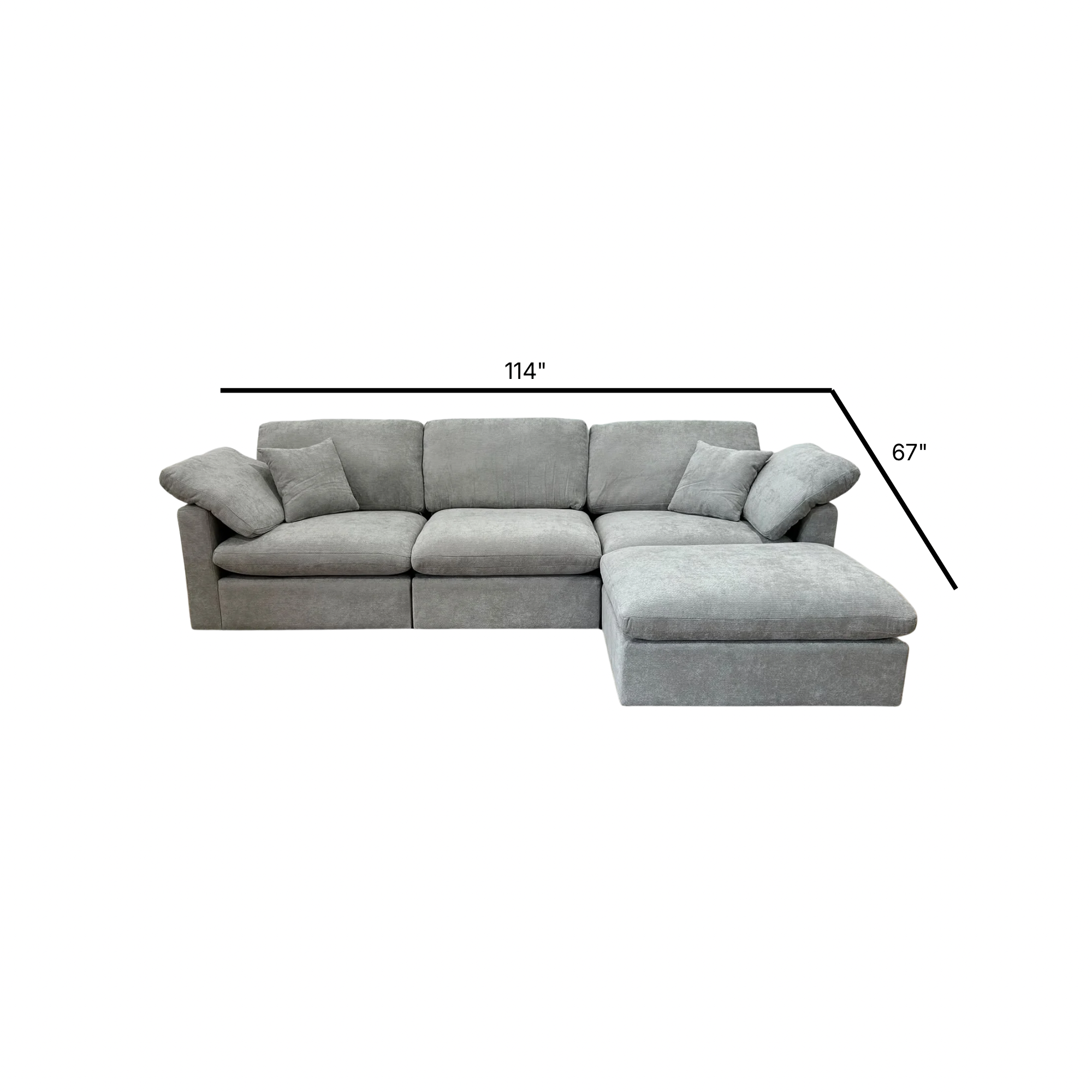 The Nest Modular 4pc Sofa Light Grey