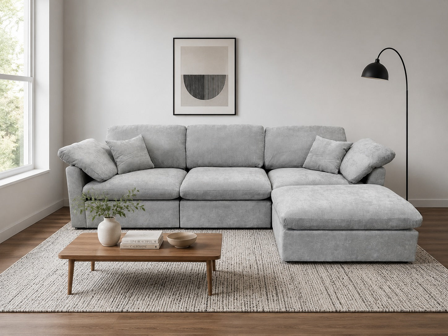 The Nest Modular 4pc Sofa Light Grey