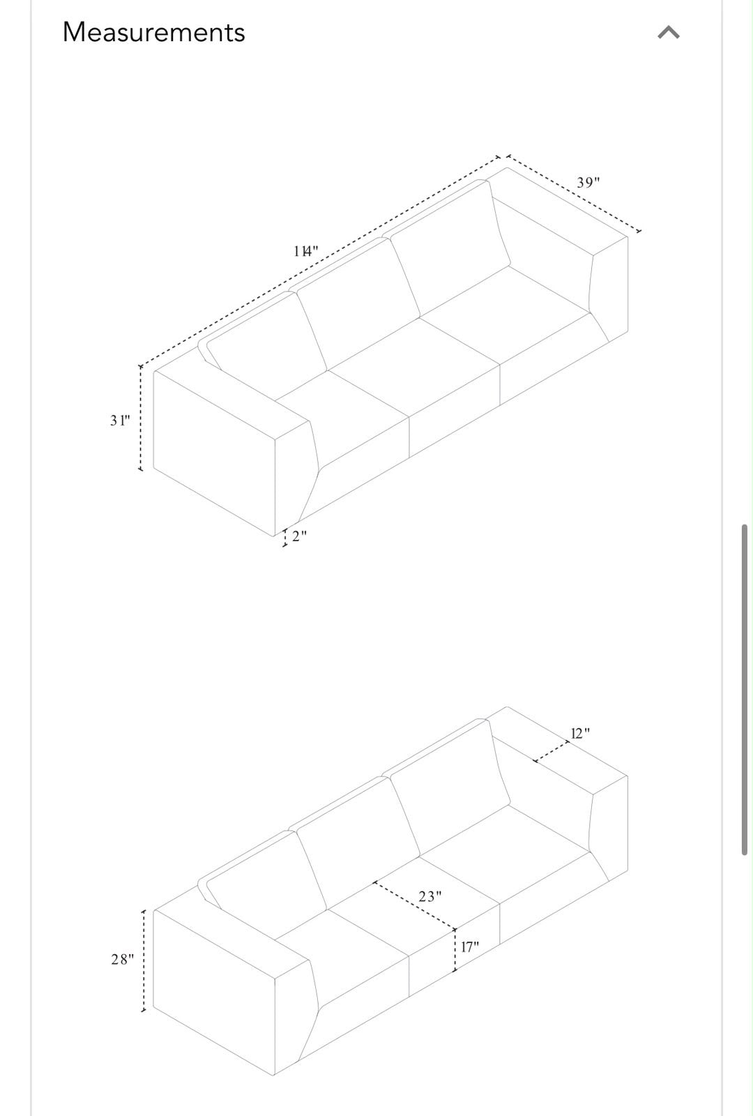 EQ3 Morten Teal Sofa 114”