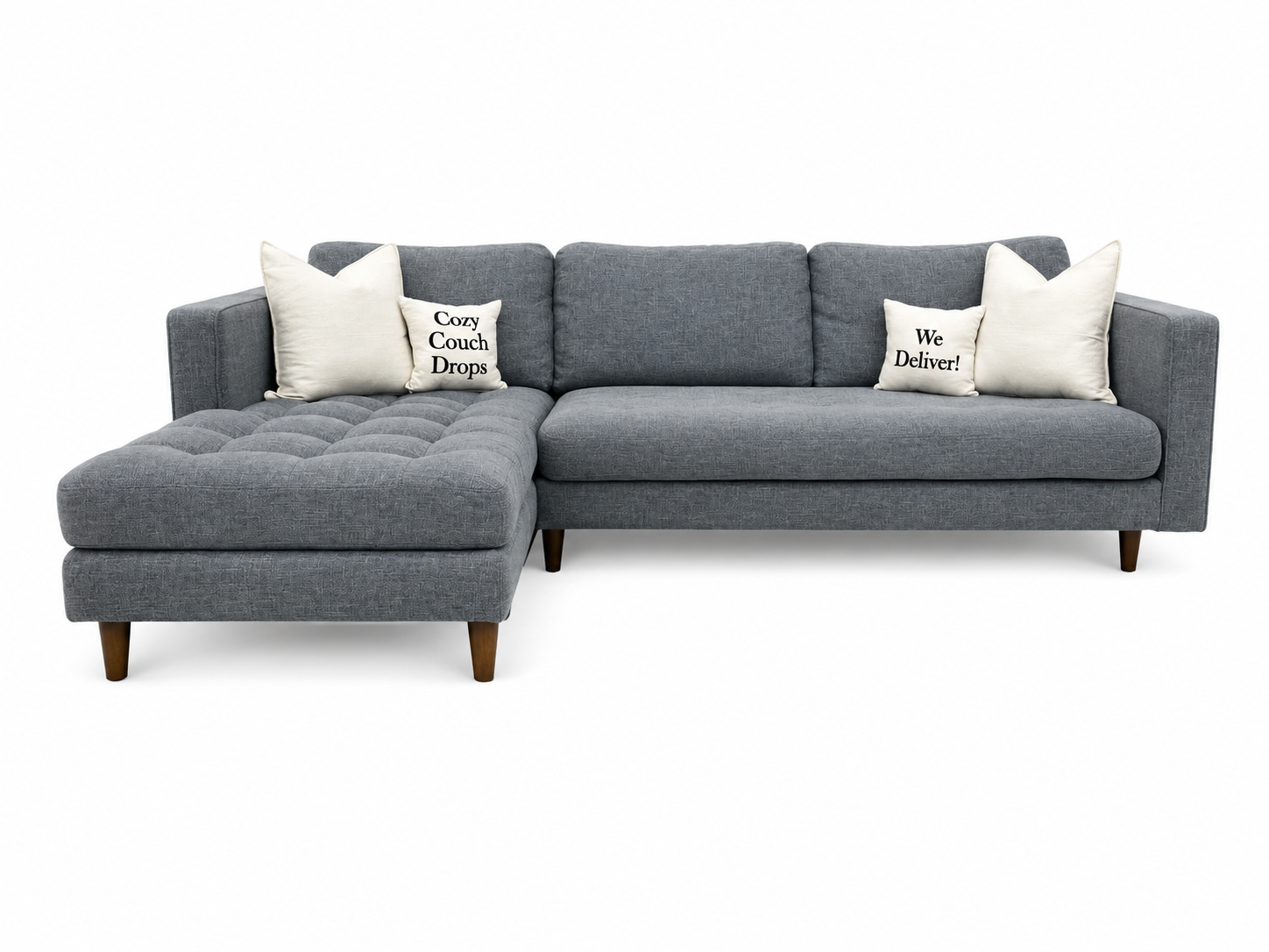 Blue Tufted Sectional Sofa