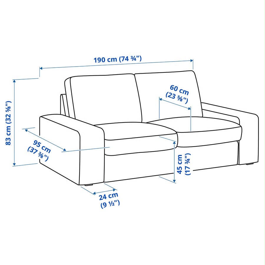 Turquoise Ikea 2 Seater Loveseat